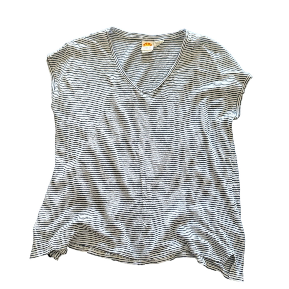 Striped V Neck‎ Women's Top - Medium